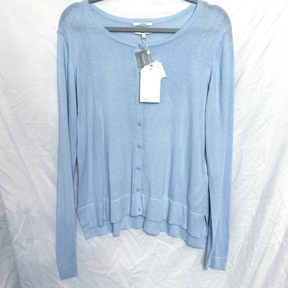 Part Two Copenhagen Silk Blend Cardigan Sweater Size Large Baby Blue Lightweight - Picture 1 of 4